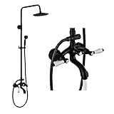 Rozin Luxury Bathroom Tub Shower Faucet Set 8 Inch Rain Shower Head with Hand Sprayer Oil Rubbed Bronze