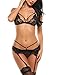 Avidlove Women's 2 Piece Lingerie Set Lace Open Cup Bra Babydoll Bodysuit Black S