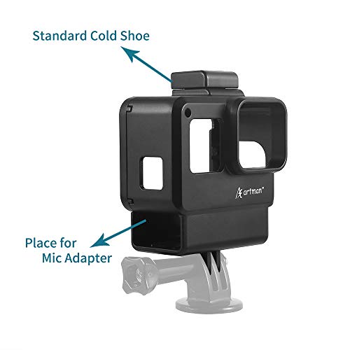 Artman Protective Housing Case Vlogging Frame Cage Mount with Microphone Cold Shoe Adapter