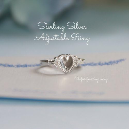 GIRLS RING, this dainty Sterling Silver HEART ring is adjustable. Designed as a heirloom, perfect for a baby gift, the ring is typically worn for a special occasion (such as christening or baptism)