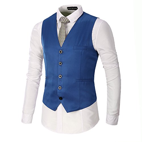 Aoq men‘s casual slim fit business suit vests waistco…