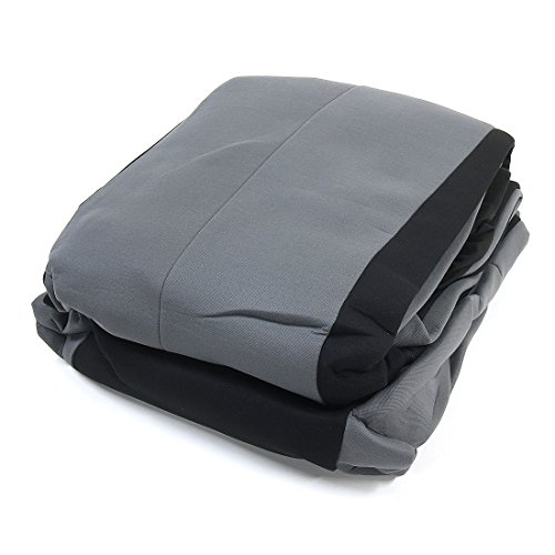 Copap 8pcs Car Seat Covers Black & Gray Universal Fit for Trucks, SUVS & Vans w/Storage Bag Airbag Compatible Detachable Headrest