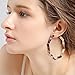 PHALIN Rattan Hoop Earrings Boho Woven Wicker Earrings Straw Braid Circle Earrings Lightweight Statement Earrings for Women (F Pink Flower)