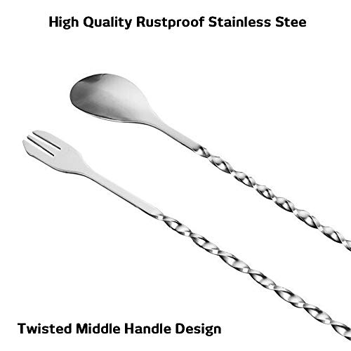 SourceTon Edelstahl-Mischlöffel und Messbecher (15 - 30 ml), je 3 Stück Cocktail-Barbecher und 25,4 cm lange Rührlöffel… – Bild 3