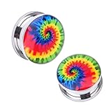 BodyJ4You Steel Tie-Dyed Screw Fit Plug 2G-00G (2 Pieces)