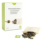 Tea Filter Bags with Drawstring, Disposable Tea Infuser, Paper Tea Bag Unbleached, 100 Count