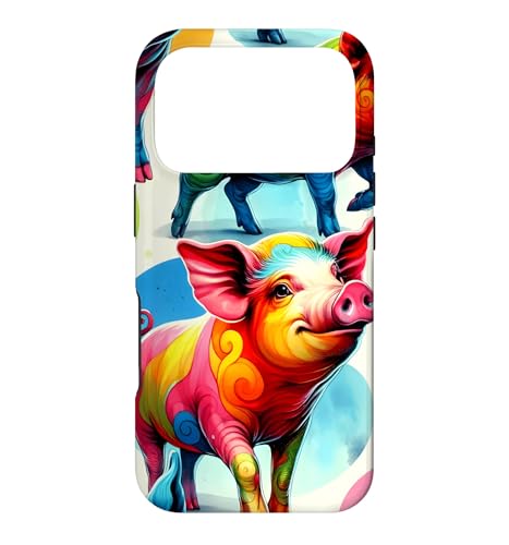 Colorful Pop Art Pigs Pattern Aesthetic Pig Case for iPhone 17 Pro