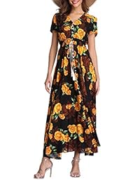 Vestido largo de fiesta de playa con botones, para mujer