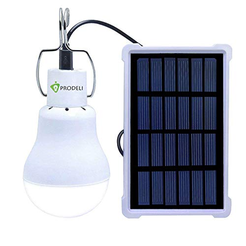 Light Control Sensor Solar Bulb Lights for Indoor Outdoor, PRODELI Portable LED Light Dusk to Dawn Solar Lamp Auto On/Off for Camping Tent Fishing Hiking Chicken Coop Shed Lighting [150LM 1600mA]