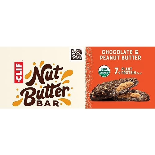 CLIF NUT BUTTER BAR – CHOCOLATE PEANUT BUTTER – ENERGY SNACK BARS – NON-GMO – USDA ORGANIC – PLANT BASED – LOW GLYCEMIC – 1.76 OZ. (5 PACK)