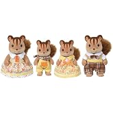 Calico Critters - Walnut Squirrel Family - Collectible Dollhouse Figures | Bushy-tailed flocked friends in removable outfits - pose the family for woodland picnics and cozy story time play, Ages 3+