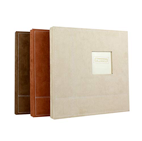 Zoview Art Magnetic Self-Stick Page Photo Album, Family Album, Suede Cover, Hand Made DIY Albums Holds 3X5, 4X6, 5X7, 6X8,8X10 Photos (Coffee, Large)