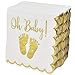 100 Baby Shower Napkin Oh Baby Luncheon Napkins with Scalloped Edge 3-Ply Gold Feet Footprints on White Paper Napkin for Boy & Girl Gender Reveal Party Supplies Decoration Accessories by Gift Boutique