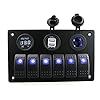 Ambuker-DC12V24V-Waterproof-6-Gang-Rocker-Switch-Panel-with-blue-voltmeter-Cigarette-Socket-Double-USB-Power-Charger-Adapter-sticker-labels-and-fuse-holder-for-boat-marine-RV-truck-trailer-car
