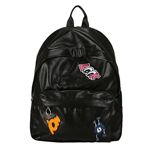 Hologram Laser Backpack Girl School Bag Women Pink Black Simple Bag Metallic Silver Laser Holographic Backpacks WM507Z Black