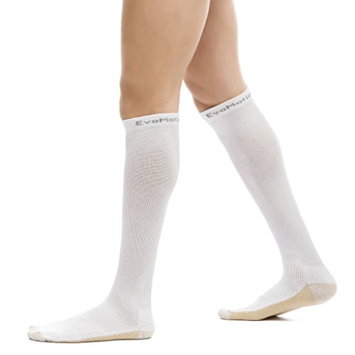 EvoNation Men & Women Knee-High 15-20 mmHg Graduated Compression Hydrotec Copper Socks – Moderate Pressure Compression Garment