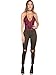 MakeMeChic Women's Deep V Neck Ruffle Faux Suede Sexy Bodysuit,Wind Red,Medium