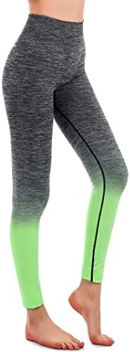 Freeskin Women Ombre Yoga Pants Power Flex High Waisted Stretch Fitness Running Workout Leggings (S/M, Yellow)