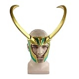 Cafele Loki Helmet Removable Horns Loki Mask Movie Thor Ragnarok for Halloween Green