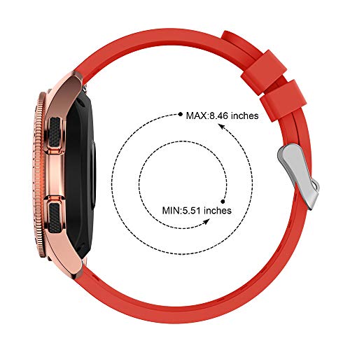 Insaneness Pure Colour Stripe Soft Silicone Watch Band Band Strap for Samsung Galaxy Watch (Red, 42mm) - Thumbnail 4