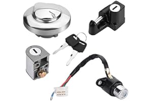 KIMISS Motorcycle Ignition Switch Lock, for Honda CMX250 Rebel 1985-2014, Fuel Gas Cap Seat Lock Keys, Compatible with CA125,