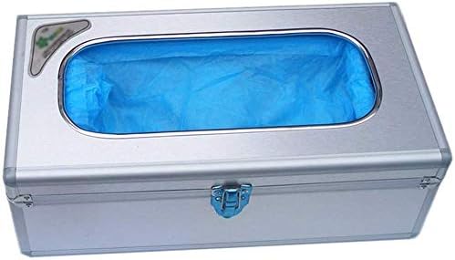GYC Automatic Home Shoe Cover Dispenser, with 200 Disposable Plastic Overshoes Hands Free Easy Use Non Slip Carpet Protector Dispenser Machine,Silver