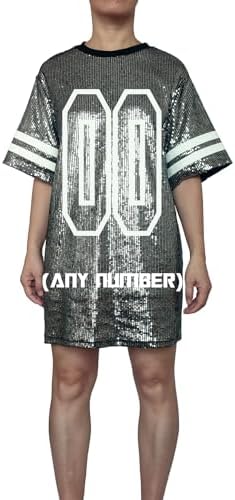 custom glitter jersey dress Customized Name Number Baseball Game Day Sequin T Shirt Jersey Dress Stretch Glitter Black at Amazon Women's Clothing store