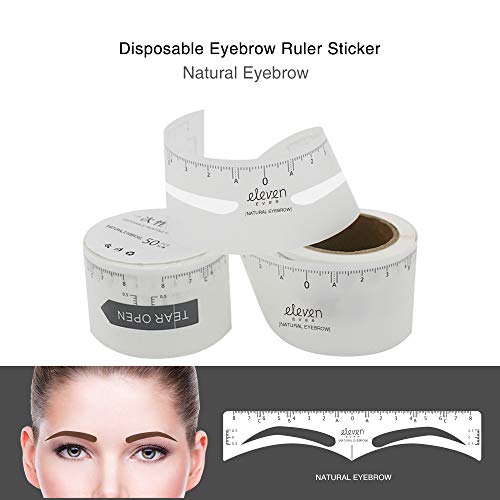 ELEVEN EVER Disposable Eyebrow Ruler Sticker, 50Pcs Eyebrow Shaping Stencils Microblading Supplies Adhesive Eyebrow Template Tool (Natural Eyebrow) ...