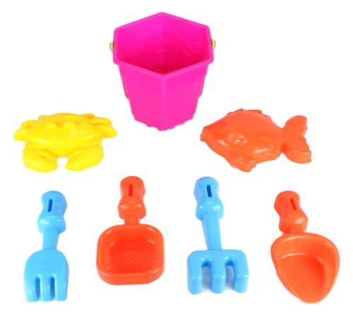 GY Fun Bucket Children's Kid's Toy Beach/Sandbox Playset w/ Bucket, Hand Tools, Sand Molds (Colors May Vary) by Sand Toys