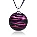 CHUVORA Hand Blown Glass Multi-Colored Black Pink Purple Round Pendant Necklace, 18 inches