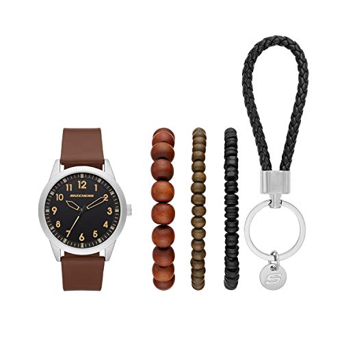 Skechers-Mens-Alloy-Steel-Quartz-Watch-with-Polyurethane-Strap-Brown-22-Model-SR9049