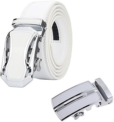 QISHI YUHUA Mens Leather Ratche Dress Belts for Men