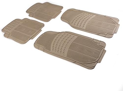 UltraGuards-Heavy Duty Rubber Universal Floor Mat for Cars, SUVs, Vans &amp; Trucks All Season All Weather (Beige)