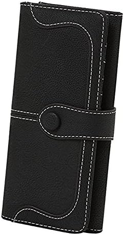 Herobest Women's Wallet,PU Leather Long Bifold 17 Card Slots Organizer Wallet,195-Black