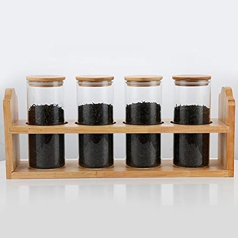 Tarro de almacenamiento de vidrio con tapa hermética de madera