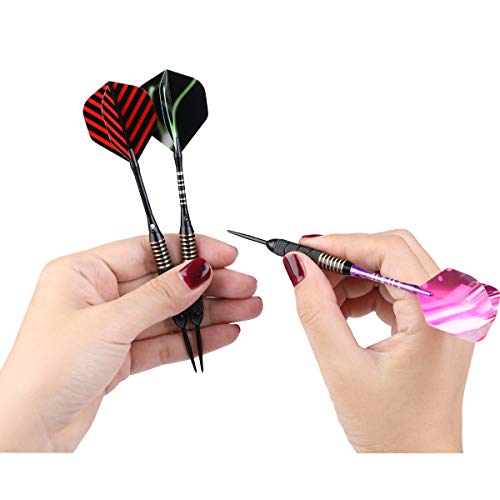 sanfeng Darts, Darts Steel Tip Set 22 Grams with 10 Black&Purple Aluminum Shafts 24 Flgihts 25 Anti-Loose Rubber O-Rings Tool Kit Case - Thumbnail 4