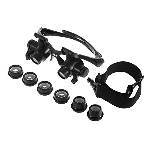 Water-chestnut 10X 15X 20X 25X LED Glasses Jeweler Watch Repair Magnifier Magnifying Double Eye Glasses Loupe Lens Measurement Tools - Thumbnail 5