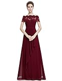 Ever Pretty Lace Short Sleeve Ruched Bust Long Evening Dress 08490