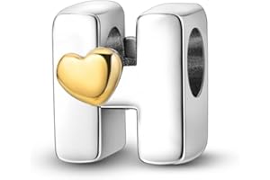 TINSLO Women 925 Sterling Silver Charms A-Z Heart Letters Beads Pendant for Bracelets Women Fit Pandora Bracelets Hypoallerge