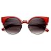 zeroUV Round Circle Half Frame Semi-Rimless Cateye Sunglasses (Red)