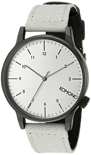 KOMONO Unisex KOM-W2120 Winston Heritage Series Stainless Steel Watch With Grey Canvas Band