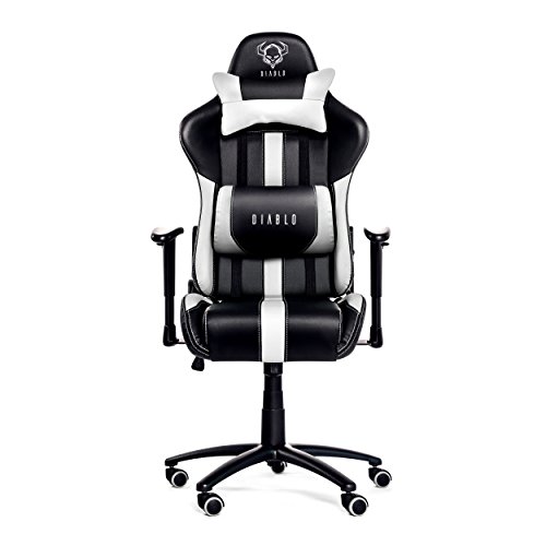 Diablo-X-Player-Gaming-Sedia-Cuscino-Lombare-meccanismo-di-inclinazione-braccioli-Regolabili-Finta-Pelle-Portata-150-kg-Scelta-del-Colore-NeroBianco