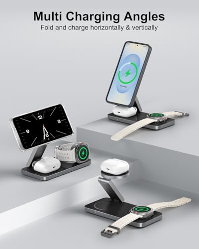 3 in 1 Charging Station 25W for Samsung Foldable Wireless Charger for Galaxy S26/S25/S24/S23/Z Fold/Flip Series, Galaxy Watch Ultra/8/7/6/5, Galaxy Buds Pro/3/2, with 35W Power Supply