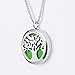 Essential Oil Diffuser Necklace Tree of Life Stainless Steel Aromatherapy Locket Pendant with Adjustable 21.5