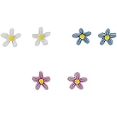 SEVENSTONE 3 Pairs Flower Earrings for Women Colorful five-petal Flowers Earrings Yellow Stud Earrings Spring Earrings Jewelry