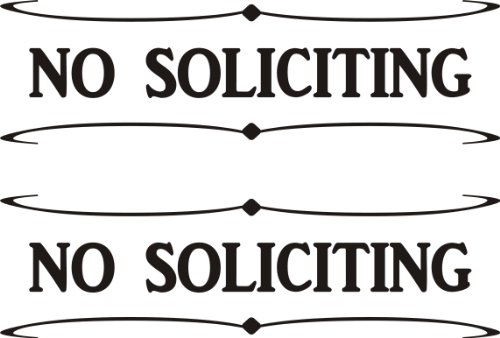 No Soliciting - White Vinyl Decal Stickers  - Package of 2 by Mysigncraft