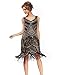 Uniq Sense XS-XXL Women's Roaring 20s V-Neck Gatsby Dresses- Vintage Inpired Sequin beaded Flapper Dresses (XS, dark gold)