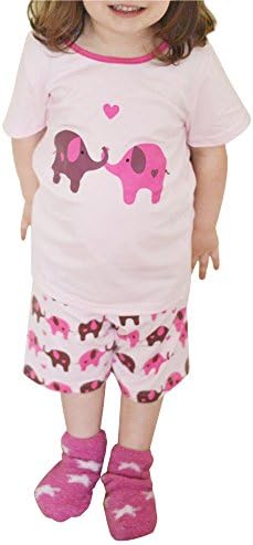 CMGD Little Girls Elephant Love Cotton 2 Piece Pajamas T-shirts Shorts Sets