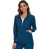 COZYFIT Scrub Jackets for Woman, Zip Front Nurse Jacket, 4-Way Stretch Fabric