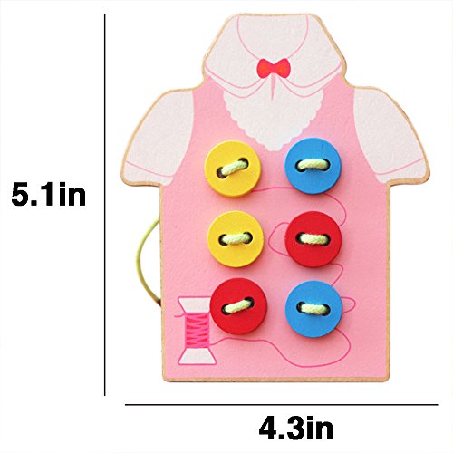 BabyPrice Kids Fine Motor Skills Toy --- Wooden Sewing on Buttons, Lacing Beads Board Toys, Sewing Play Kit Educational Toy for Toddlers and Preschoolers - Thumbnail 6